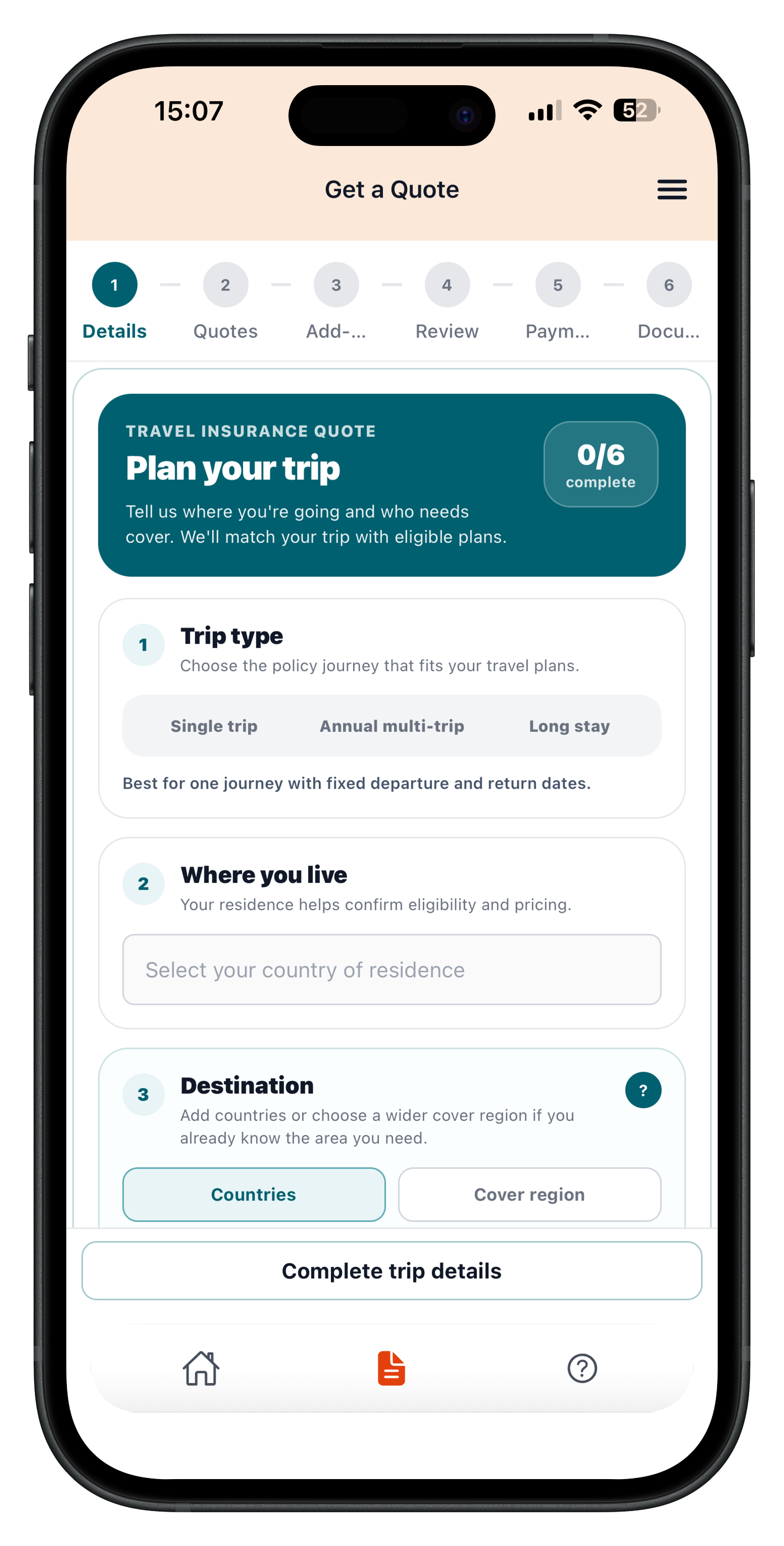Emergency assistance screen